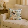 Anatolian Shepherd Dog Coastal Sea Glass Throw Pillow Decorative Indoor Outdoor Accent Cushion for Couch, Bed or Patio, 18Hx18W