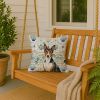 Tricolor and White Basenji Coastal Sea Glass Throw Pillow Decorative Indoor Outdoor Accent Cushion for Couch, Bed or Patio, 18Hx18W