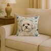 White Lhasa Apso Coastal Sea Glass Throw Pillow Decorative Indoor Outdoor Accent Cushion for Couch, Bed or Patio, 18Hx18W