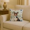 Tricolor and White Basenji Coastal Sea Glass Throw Pillow Decorative Indoor Outdoor Accent Cushion for Couch, Bed or Patio, 18Hx18W