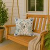 White Great Pyrenees Coastal Sea Glass Throw Pillow Decorative Indoor Outdoor Accent Cushion for Couch, Bed or Patio, 18Hx18W