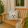 White and Cream Bichon Frise Coastal Sea Glass Throw Pillow Decorative Indoor Outdoor Accent Cushion for Couch, Bed or Patio, 18Hx18W