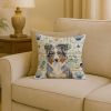 Blue Merle American Shepherd Coastal Sea Glass Throw Pillow Decorative Indoor Outdoor Accent Cushion for Couch, Bed or Patio, 18Hx18W
