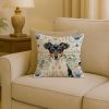 Tricolor Rat Terrier Coastal Sea Glass Throw Pillow Decorative Indoor Outdoor Accent Cushion for Couch, Bed or Patio, 18Hx18W