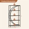 5-Tier Half-Moon Geometric Bookshelf Industrial Open Bookcase with Anti-Tipping Device