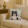 Tricolor Sheltie Coastal Sea Glass Throw Pillow Decorative Indoor Outdoor Accent Cushion for Couch, Bed or Patio, 18Hx18W
