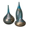 3-Piece Blue and Bronze Glass Vase Set
