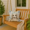 Longhaired Cream Dachshund Coastal Sea Glass Throw Pillow Decorative Indoor Outdoor Accent Cushion for Couch, Bed or Patio, 18Hx18W