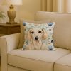 Cream Dachshund Coastal Sea Glass Throw Pillow Decorative Indoor Outdoor Accent Cushion for Couch, Bed or Patio, 18Hx18W