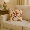 Red and White Basenji Heirloom Fall Throw Pillow Decorative Indoor Outdoor Accent Cushion for Couch, Bed or Patio, 18Hx18W