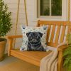 Black Pug Coastal Sea Glass Throw Pillow Decorative Indoor Outdoor Accent Cushion for Couch, Bed or Patio, 18Hx18W