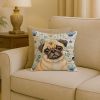 Fawn Pug Coastal Sea Glass Throw Pillow Decorative Indoor Outdoor Accent Cushion for Couch, Bed or Patio, 18Hx18W