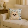 Cream Pomeranian Coastal Sea Glass Throw Pillow Decorative Indoor Outdoor Accent Cushion for Couch, Bed or Patio, 18Hx18W