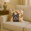 Black Cairn Terrier Heirloom Fall Throw Pillow Decorative Indoor Outdoor Accent Cushion for Couch, Bed or Patio, 18Hx18W