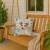 White and Tan Jack Russell Terrier Coastal Sea Glass Throw Pillow Decorative Indoor Outdoor Accent Cushion for Couch, Bed or Patio, 18Hx18W