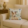 Miniature Bull Terrier Coastal Sea Glass Throw Pillow Decorative Indoor Outdoor Accent Cushion for Couch, Bed or Patio, 18Hx18W