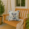 Blue Lakeland Terrier Coastal Sea Glass Throw Pillow Decorative Indoor Outdoor Accent Cushion for Couch, Bed or Patio, 18Hx18W