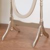 Traditional Queen Anne Style Gold Wood Cheval Floor Mirror