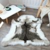 White and Gray Faux Reindeer Hide Plush Non-Slip Washable Area Rug