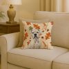 White Boxer Heirloom Fall Throw Pillow Decorative Indoor Outdoor Accent Cushion for Couch, Bed or Patio, 18Hx18W