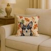Black and White Cardigan Welsh Corgi Heirloom Fall Throw Pillow Decorative Indoor Outdoor Accent Cushion for Couch, Bed or Patio, 18Hx18W