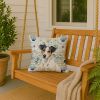 White with Black Markings Russell Terrier Coastal Sea Glass Throw Pillow Decorative Indoor Outdoor Accent Cushion for Couch, Bed or Patio, 18Hx18W