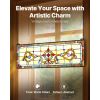 32 x 11 Inch Tiffany-Style Stained Glass Hanging Window Panel