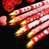 6 Pcs Valentine Day Flameless Taper Candles 10.6 Inch Heart Shaped Candles Battery Operated LED Candlesticks for Valentine Wedding Anniversary Dinner