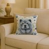 Blue Chow Chow Coastal Sea Glass Throw Pillow Decorative Indoor Outdoor Accent Cushion for Couch, Bed or Patio, 18Hx18W