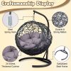 Cat Swing Bed with Stand & Cushion, Cat Egg Chair with Rattan Wicker Appearance, Indoor Hanging Swinging Cat Bed for Cats, Small Dogs