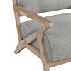 Gray Tufted Accent Chair with Antique-Finish Wood Frame