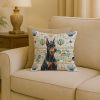 Doberman Pinscher Coastal Sea Glass Throw Pillow Decorative Indoor Outdoor Accent Cushion for Couch, Bed or Patio, 18Hx18W