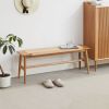 Natural Oak Wood Bench with Woven Seat