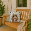 Chocolate Cocker Spaniel Coastal Sea Glass Throw Pillow Decorative Indoor Outdoor Accent Cushion for Couch, Bed or Patio, 18Hx18W
