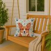 Red Cardigan Welsh Corgi Coastal Sea Glass Throw Pillow Decorative Indoor Outdoor Accent Cushion for Couch, Bed or Patio, 18Hx18W