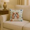 Blenheim Cavalier Spaniel Coastal Sea Glass Throw Pillow Decorative Indoor Outdoor Accent Cushion for Couch, Bed or Patio, 18Hx18W