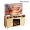 58 Inch Oak Fireplace TV Stand with 23 Inch Insert and Gold Hardware