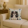 Tricolor Cavalier Spaniel Coastal Sea Glass Throw Pillow Decorative Indoor Outdoor Accent Cushion for Couch, Bed or Patio, 18Hx18W