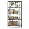 5-Tier Half-Moon Geometric Bookshelf Industrial Open Bookcase with Anti-Tipping Device