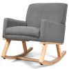 Upholstered Rocking Chair with Wood Base