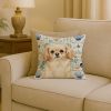 Cream Tibetan Spaniel Coastal Sea Glass Throw Pillow Decorative Indoor Outdoor Accent Cushion for Couch, Bed or Patio, 18Hx18W