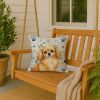 Gold Tibetan Spaniel Coastal Sea Glass Throw Pillow Decorative Indoor Outdoor Accent Cushion for Couch, Bed or Patio, 18Hx18W