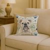 White English Bulldog Coastal Sea Glass Throw Pillow Decorative Indoor Outdoor Accent Cushion for Couch, Bed or Patio, 18Hx18W
