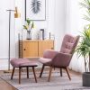Mauve Velvet Tufted Accent Chair with Ottoman
