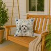 White with Gray Coton de Tulear Coastal Sea Glass Throw Pillow Decorative Indoor Outdoor Accent Cushion for Couch, Bed or Patio, 18Hx18W