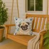 Fawn Pug Coastal Sea Glass Throw Pillow Decorative Indoor Outdoor Accent Cushion for Couch, Bed or Patio, 18Hx18W