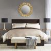 30.5 Inch Gold Ginkgo Leaf Round Wall Mirror