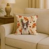 Brindle and White Bull Terrier Heirloom Fall Throw Pillow Decorative Indoor Outdoor Accent Cushion for Couch, Bed or Patio, 18Hx18W