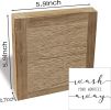 Farmhouse Bathroom Wooden Box Sign-Wash Your Worries Away, Funny Laundry Room Desk Decor, Inspirational Bathroom Decoration