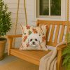 White and Cream Bichon Frise Heirloom Fall Throw Pillow Decorative Indoor Outdoor Accent Cushion for Couch, Bed or Patio, 18Hx18W